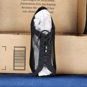 Black High Quality Mesh Lace Up Ballroom Dance Shoes 1.5" Heel Open Toe Size 8.5